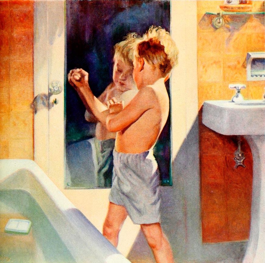 Boy Flexing his Muscles in a Mirror (Мальчик напрягает мышцы перед зеркалом), c.1927