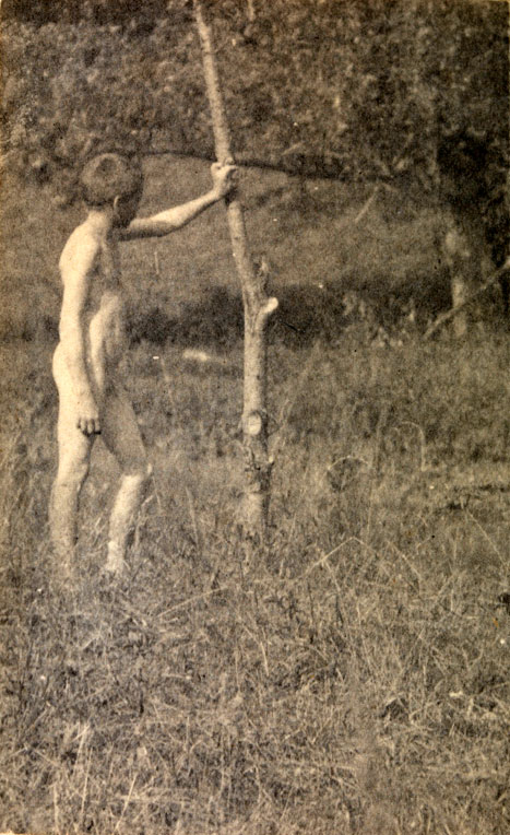 Crowell boy nude, hand on tree (Голый мальчик Кровеллов, с рукой на дереве), c.1885