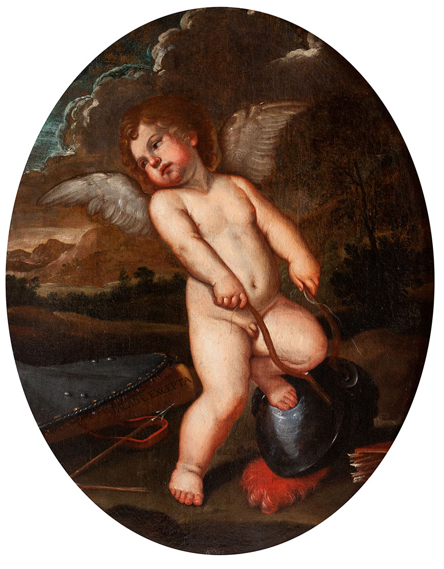 Putto Alato spezza gli strumenti di Minerva (Крылатый херувим, ломающий инструменты Минервы)