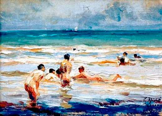 Nude Boys Swimming, Cabañal (Нагие мальчики, купающиеся на пляже Кабаньяла), c.1922