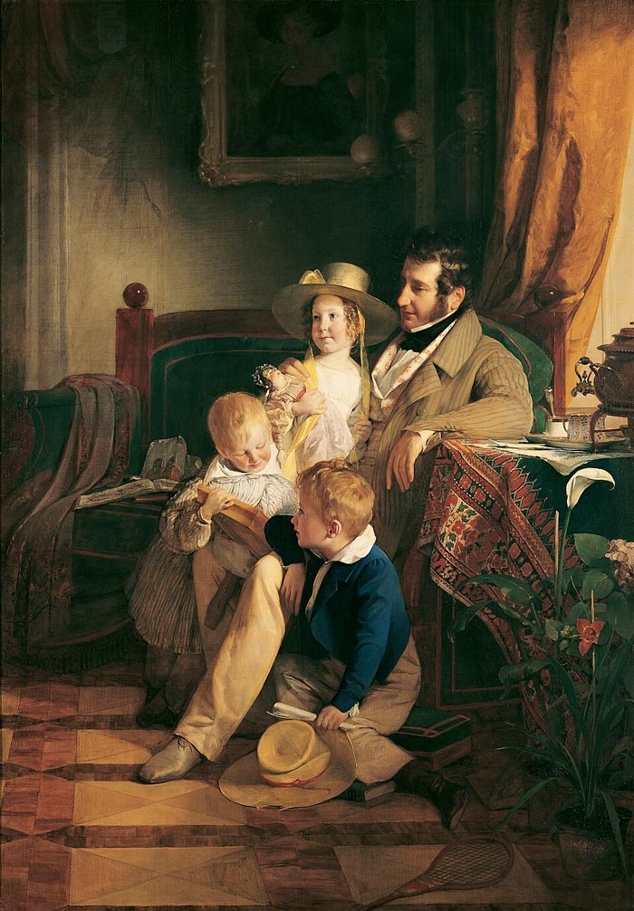 Rudolf von Arthaber und seine Kinder Rudolf, Emilie und Gustav (Рудольф фон Артабер и его дети Рудольф, Эмилия и Густав), 1837