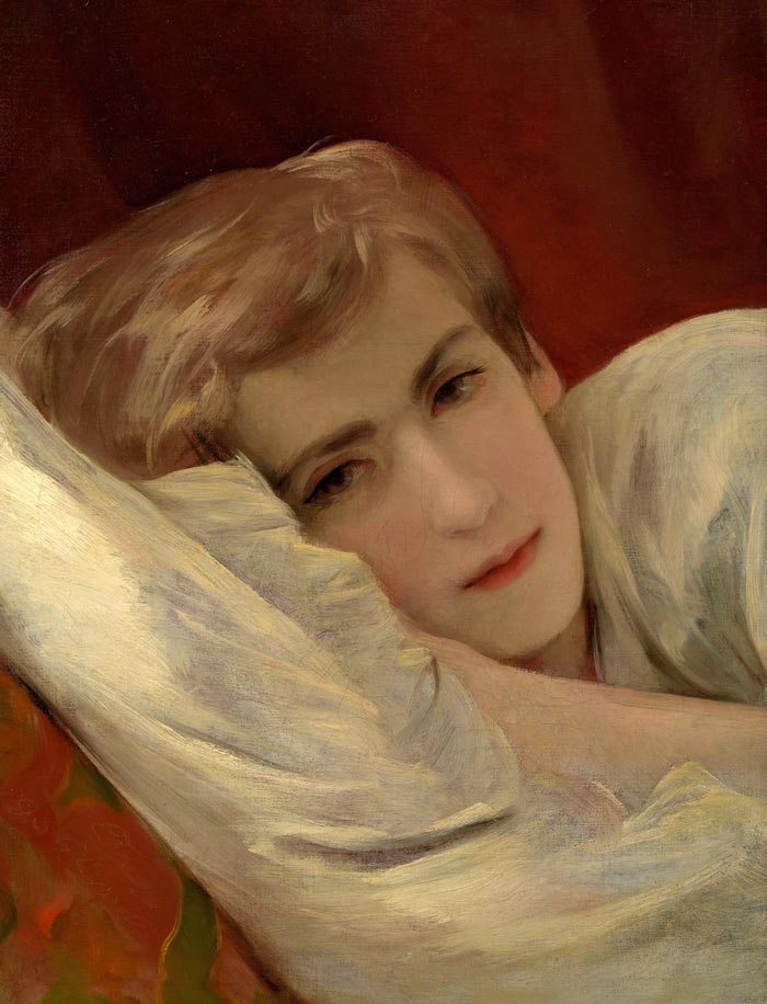 Friedrich (Fritz) Amerling auf dem Krankenbett / Sohn des Künstlers (Фридрих (Фриц) Амерлинг на смертном одре / сын художника), 1850