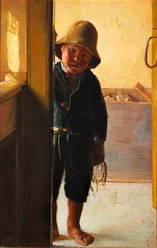 A fisherman's son looking through a doorway (Сын рыбака, заглядывающий в дверной проем)