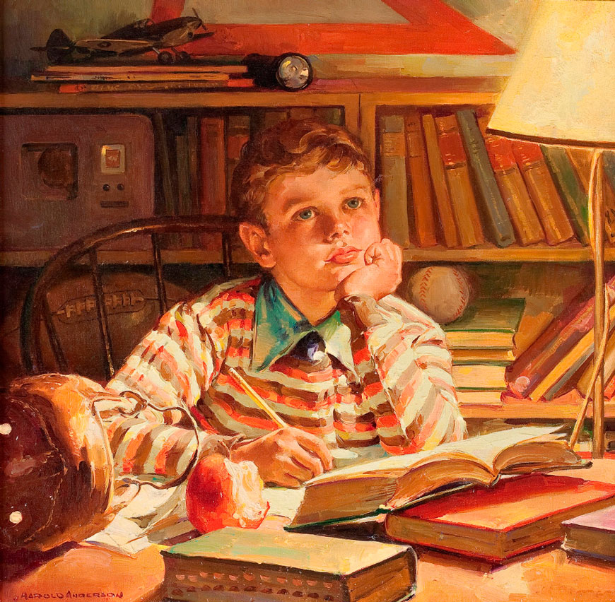 Young Boy Studying (Занимающийся мальчик)