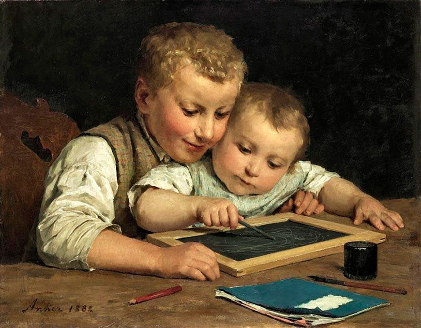 Two Children With a Slate Board (Двое детей с грифельной доской), 1882