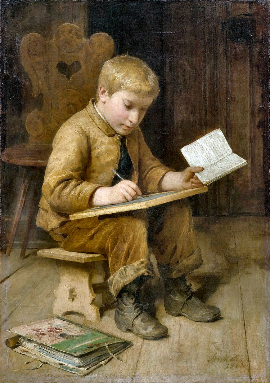 Knabe mit Schiefertafel (Мальчик с грифельной доской), 1883