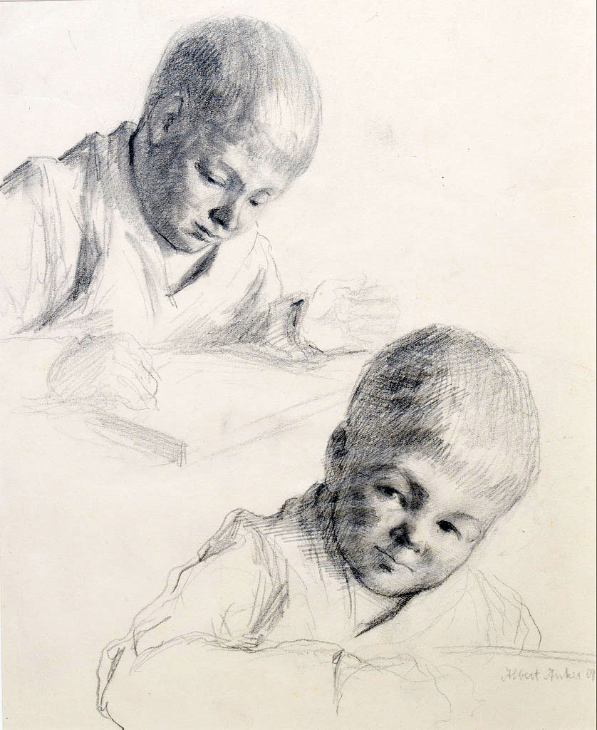 Zwei Studien mit studierenden Kindern (Два эскиза учащихся детей), 1909