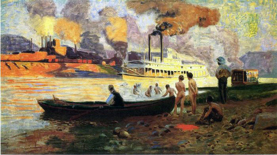 Steamboat on the Ohio (Пароход, идущий по Огайо), 1896