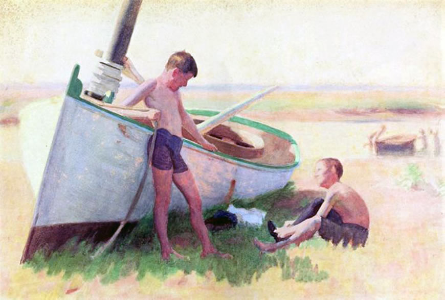 Two Boys by a Boat - Near Cape (Два мальчика у лодки - около Кейпа)