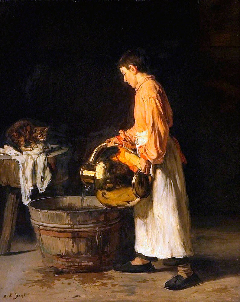 Domestic Scene: boy with a Water Pitcher and a Cat (Бытовая сцена: мальчик с кувшином воды и кошка)