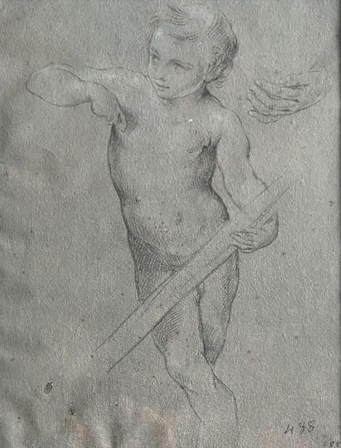Young boy holding a stick and hand (Мальчик держит палку и руку)
