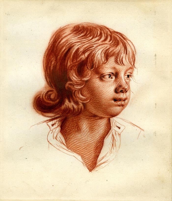 A small boy; head half-right (Маленький мальчик; голова повернута наполовину вправо)