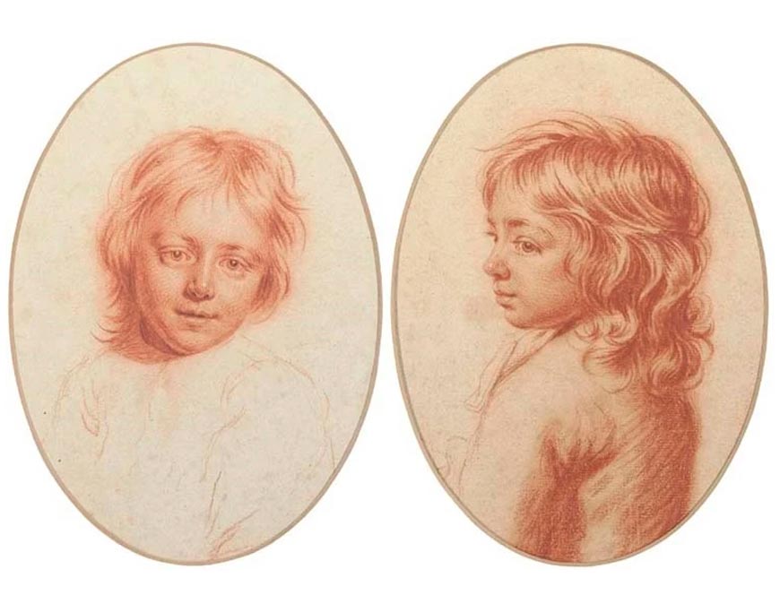 Two portrait studies of children, bust-length (Два детских бюстовых портретных эскиза)