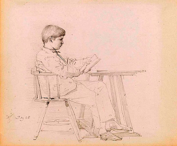 A Young Boy Reading at a Table (Мальчик, читающий за столом)