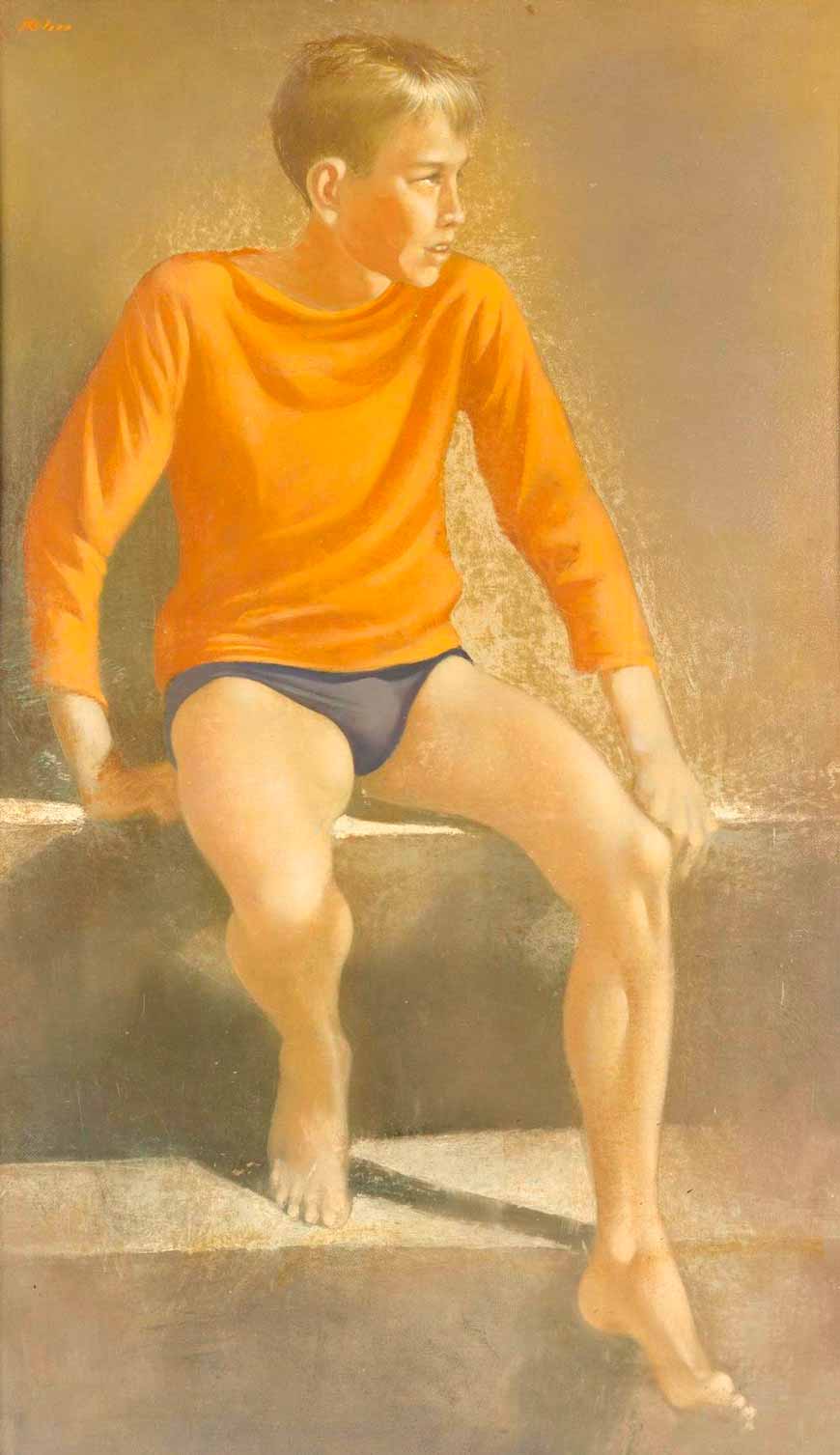 Seated Boy in an Orange Shirt (Сидящий мальчик в оранжевой майке), c.1960