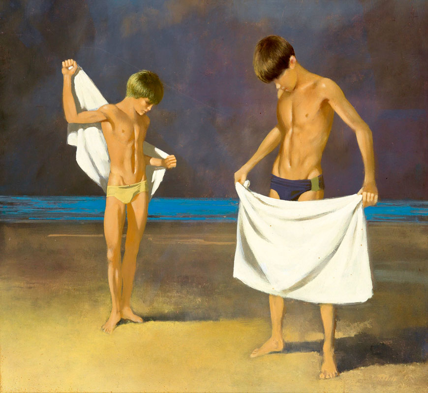 Two Boys with Towels at the Beach (Два мальчика с полотенцами на пляже), 1967