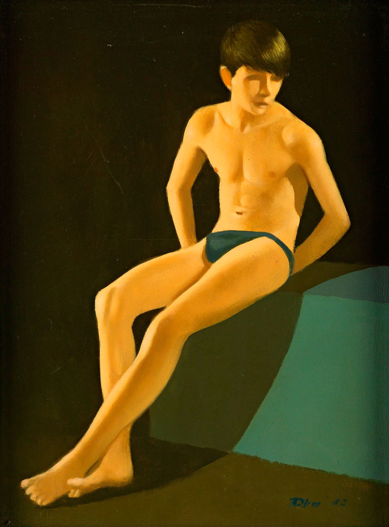 Seated boy in blue trunks (Сидящий мальчик в синих плавках), 1963