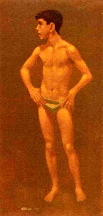 Standing boy with light blue trunks (Стоящий мальчик в светло-синих плавках), 1966