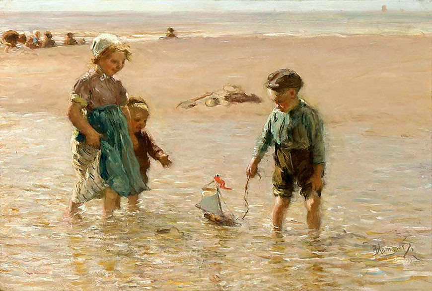 Children playing on the beach (Дети, играющие на пляже)