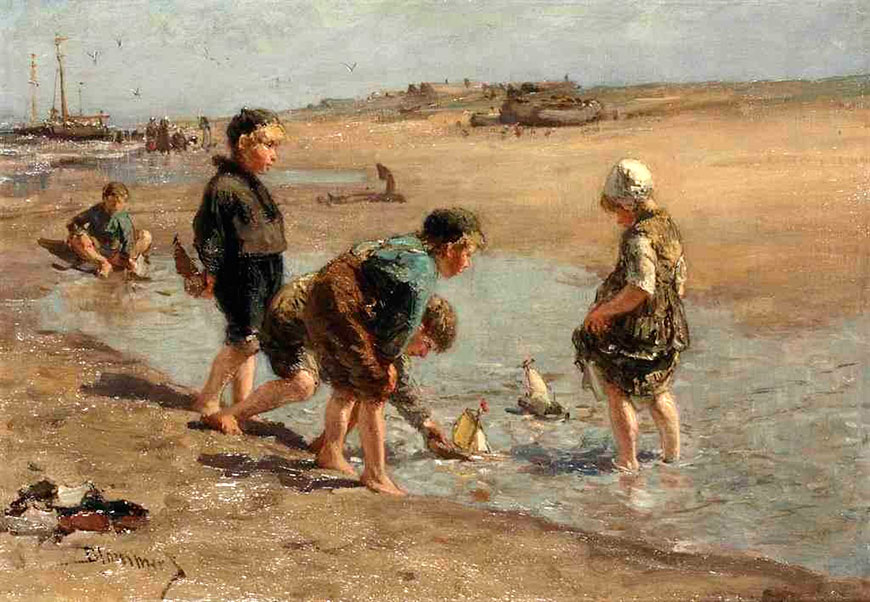 Children playing on the beach (Дети, играющие на пляже)