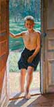 Young boy in a doorway