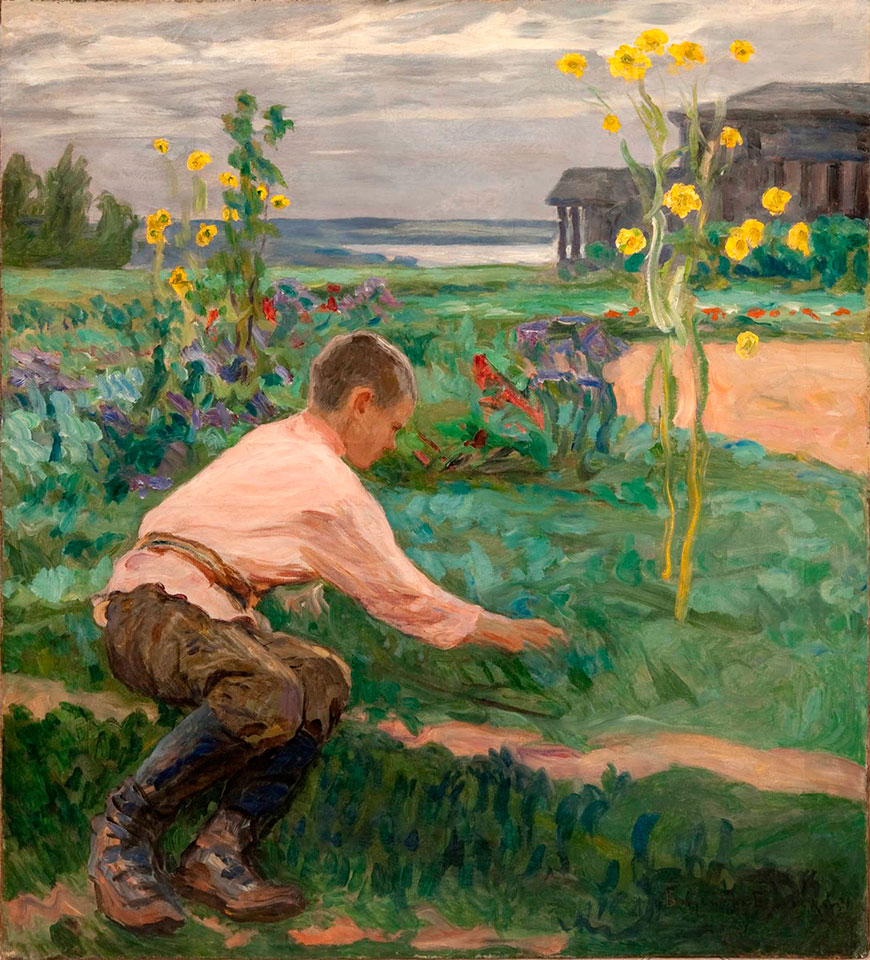 Maльчик нa тpaвe (Boy on grass), c.1910