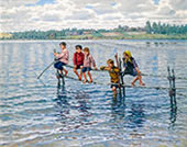 Children at a lake in Lettgallia