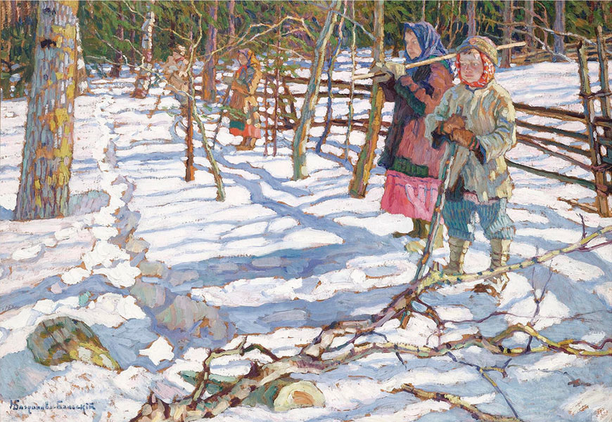 Юные охотники на медведя (Young drivers on a bear hunt), 1918