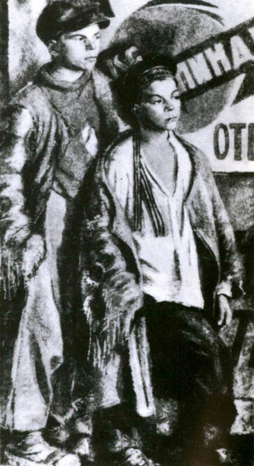 Два беспризорных мальчика (Two homeless boys), 1925