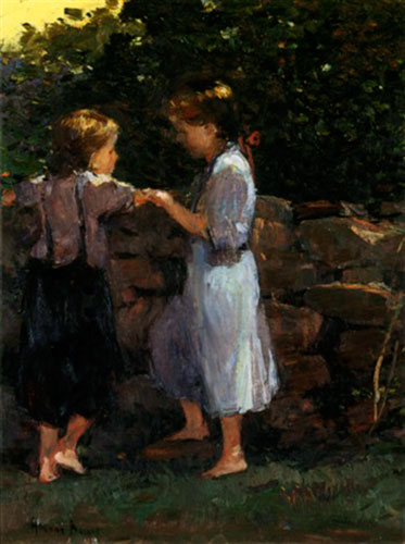 Two children in a garden (Два ребёнка в саду)