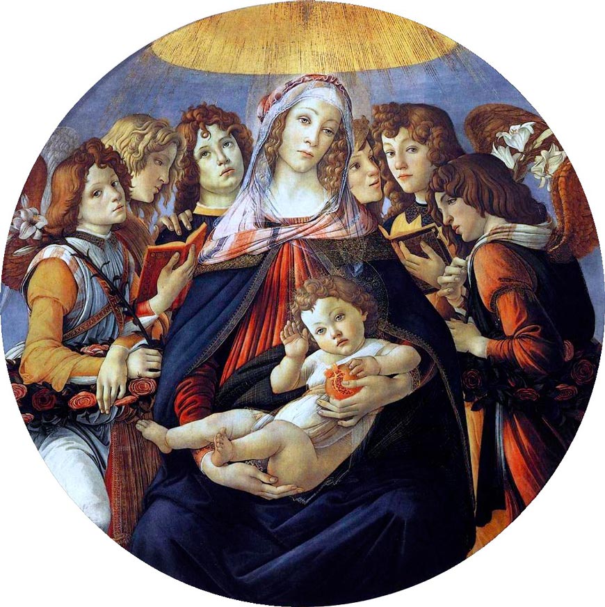 Madonna of the Pomegranate (Мария поклоняется младенцу), 1487