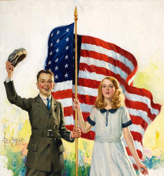 [Boy and Girl with American Flag / Мальчик и девочка с американским флагом]