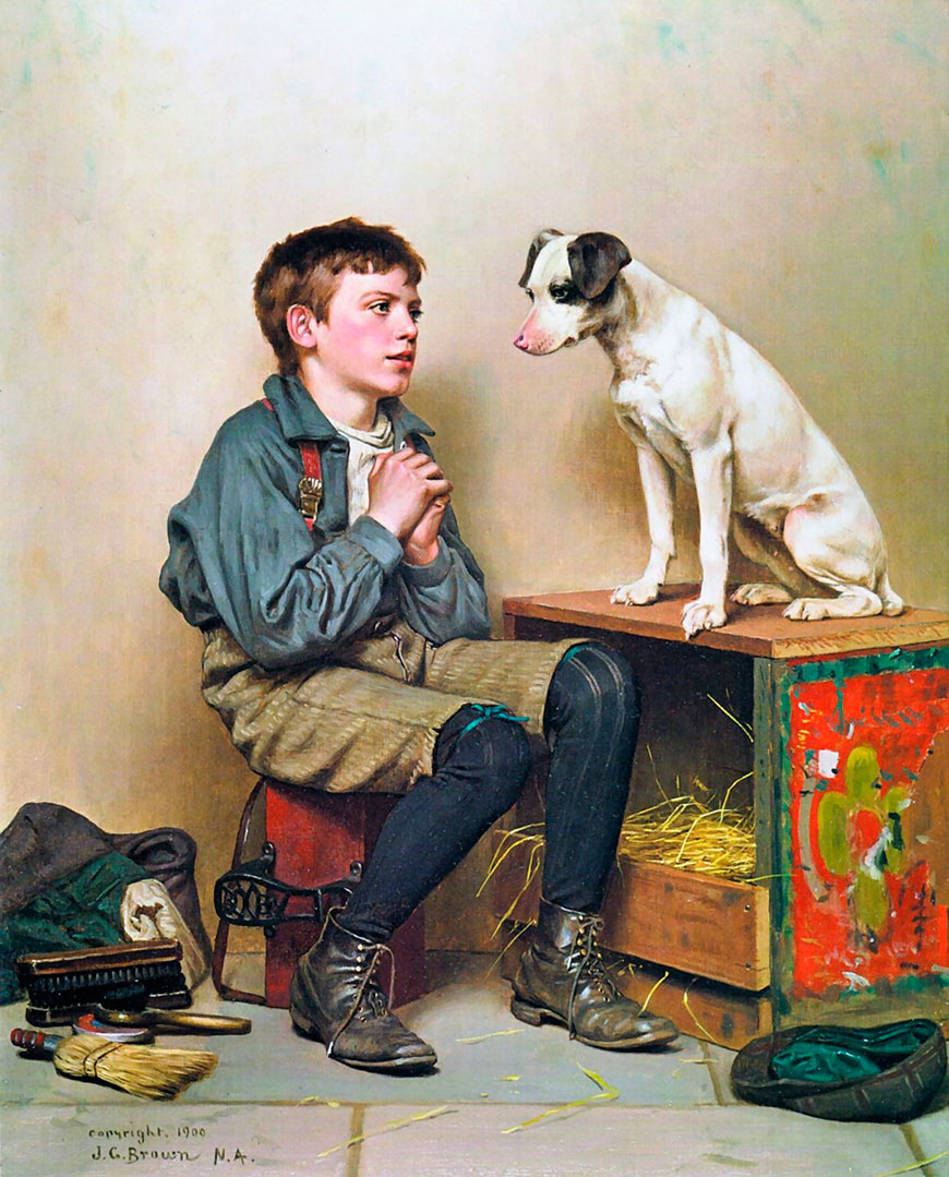 Shoeshine Boy with His Dog (Чистильщик обуви и его собака), 1900