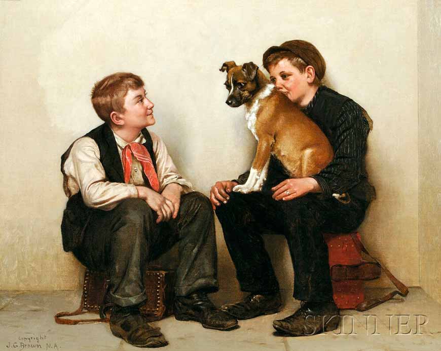 Two Shoeshine Boys with a Dog (Два чистильщика обуви с собакой)