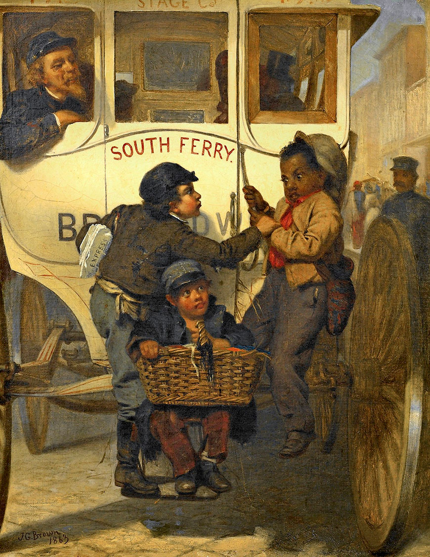 A Newspaper Boy Hitching a Ride or Colored People Not Allowed On This Line (Прицепившийся газетчик или Цветные на этот маршрут не допускаются), 1863