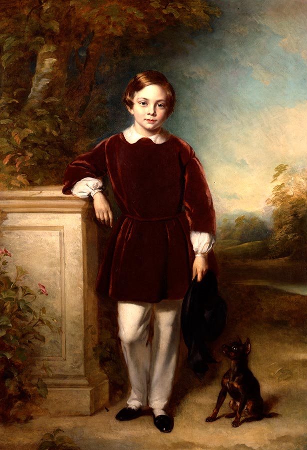 Portrait of Jonathan Roberts aged 11 and his miniature Pinscher (Портрет Джонатана Робертса в возрасте 11 лет и его карликового пинчера), c.1850