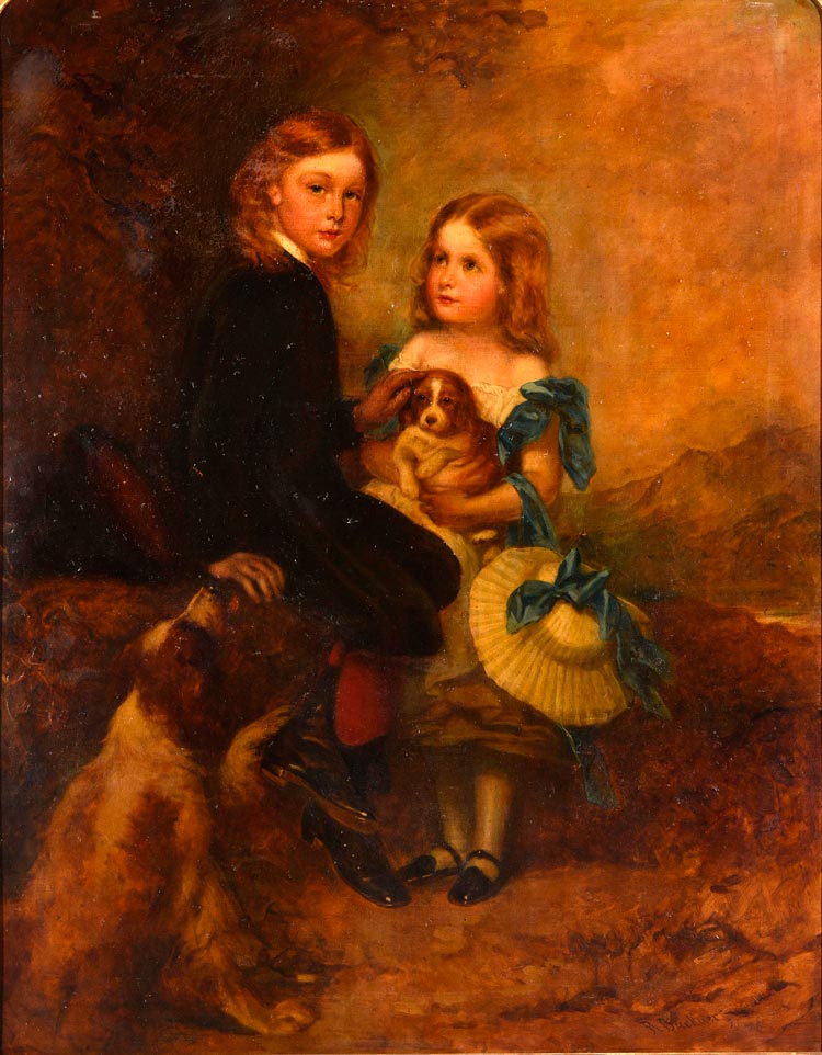 Sir Harold et Lady Millicent Gray avec leurs chiens (Сэр Гарольд и леди Миллисент Грей со своими собаками)