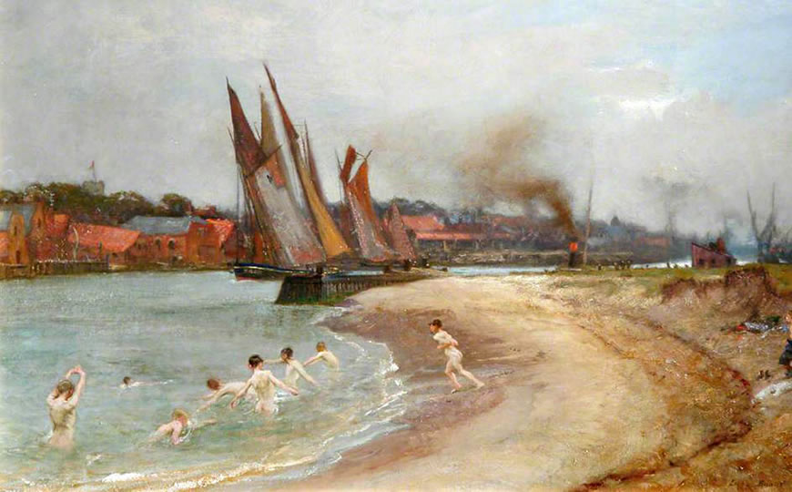 Boys Bathing at Sandy Hook, Great Yarmouth, Norfolk (Мальчики купаются в Санди Хук, Грейт-Ярмут, Норфолк), 1909