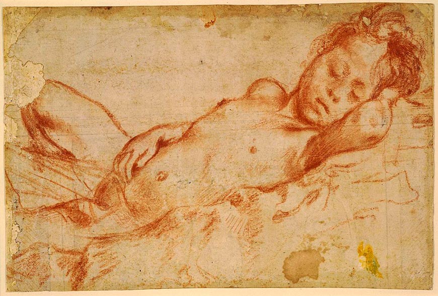 A nude boy asleep in bed (Голый мальчик, спящий в постели), 1575-1609