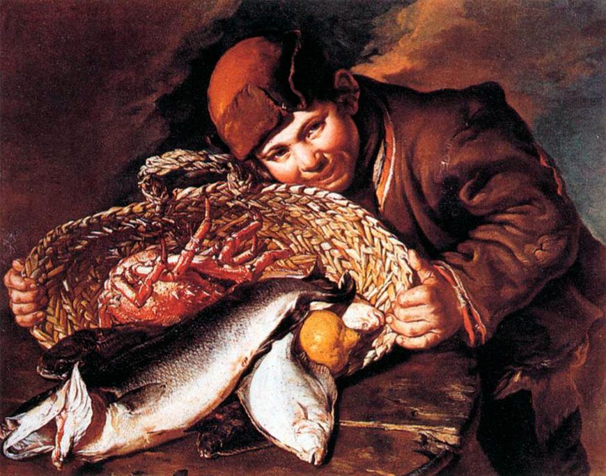 Boy with a basket of fish (Мальчик с корзиной рыбы)