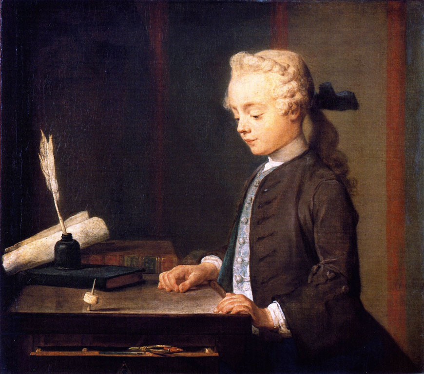 Portrait of the Son of M. Godefroy, Jeweller, Watching a Top Spin or Child with Top or Portrait of Autuste-Gabriel Godefroy (Портрет сына М.Годефроя, наблюдающего за волчком или Ребёнок с волчком, или Аугуст-Габриэль Годефрой), c.1737-1738