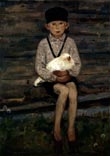 Boy with a chicken