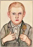 Portrait of a boy with yellow flowers