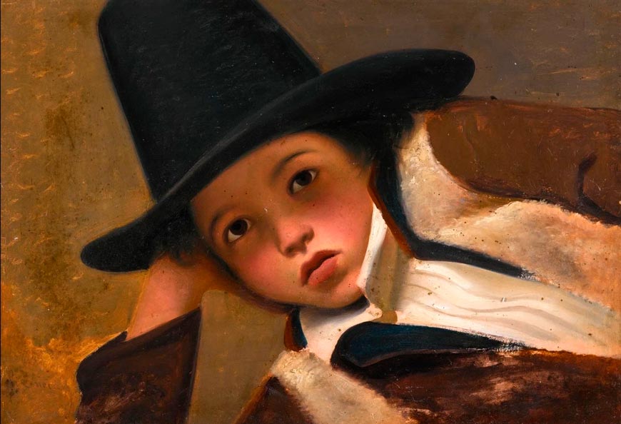 [Portrait study of a young boy in a black hat, bust-length / Бюстовый портретный этюд мальчика в черной шляпе]