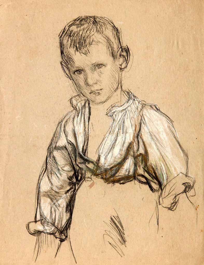 Study of a boy wearing a white shirt (Эскиз мальчика в белой рубашке)