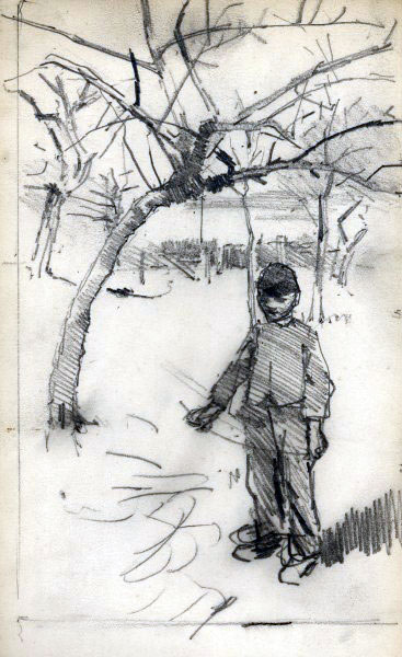 Study of a boy standing in an orchard (Эскиз мальчика, стоящего в саду), ca.1884