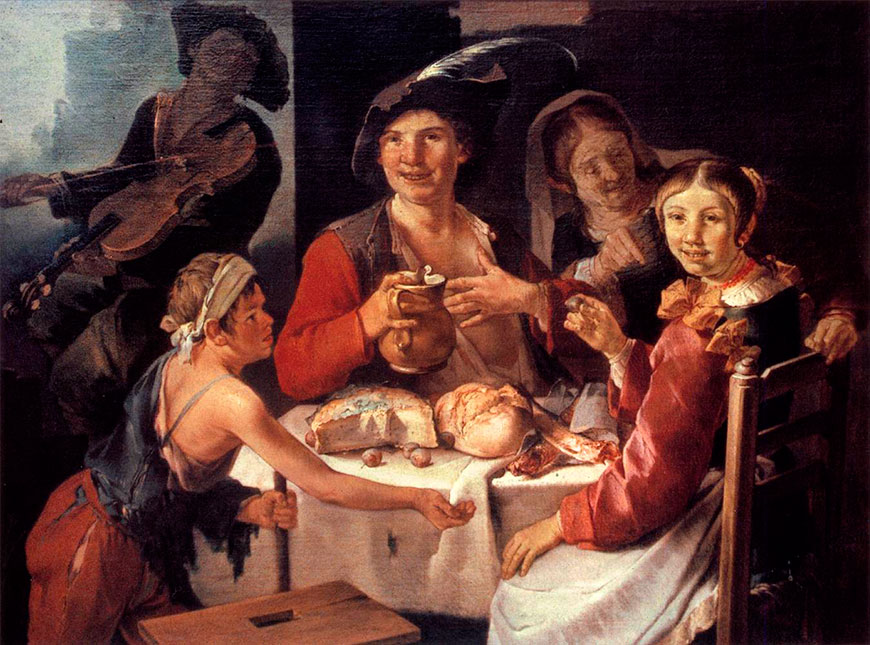 Peasant Repast with a Young Beggar (Крестьянское пиршество и юный попрошайка), 1725-1730