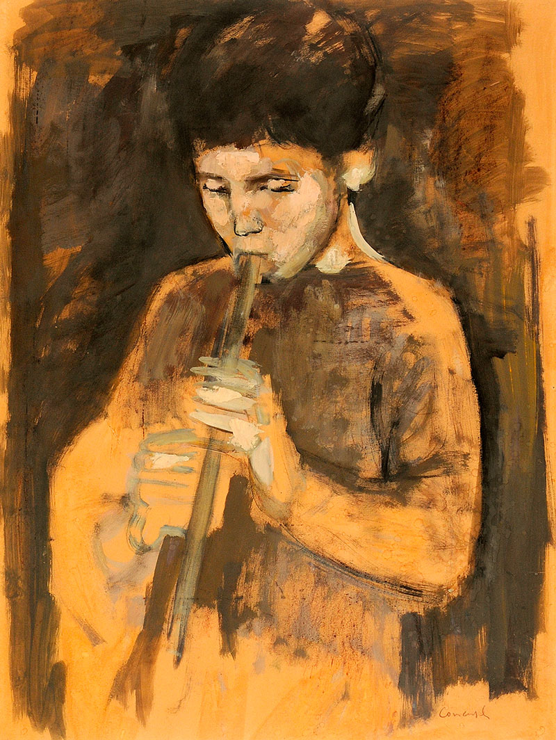 Boy playing on the flute (Мальчик, играющий на флейте)