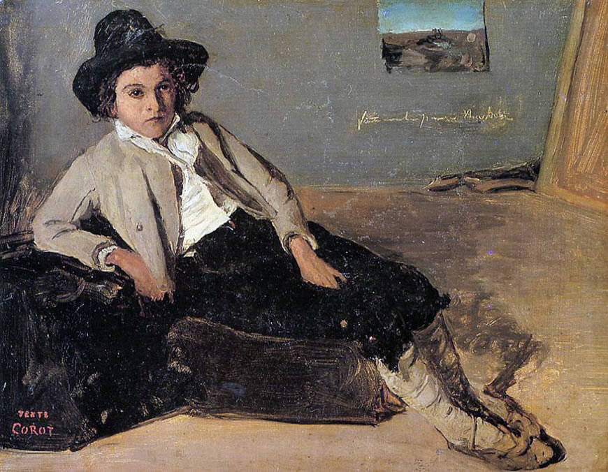 Italian Youth Sitting in Corot's Room in Room (Итальянский юноша, сидящий в студии Коро), 1825