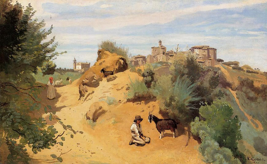 Genzano: Goatherd and Village ( Дженцано-ди-Рома, козопас и деревня), 1843